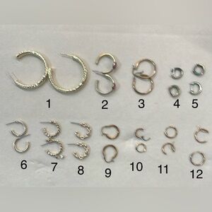 Earring Lot 12 Pair Fashion Earrings Hoops